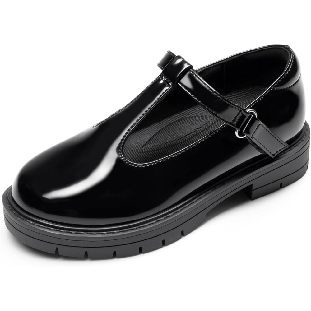 imageDREAM PAIRS Girls Mary Jane Dress Shoes Chunky Platform School Uniform Shoes TStrap Oxfords Loafers Star FlatsAll Black
