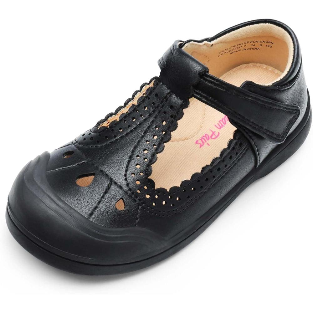 imageDREAM PAIRS Girls Mary Jane Dress Shoes School Uniform ToeProtective TStrap Ballet Flats Toddler Little KidBlack