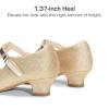 DREAM PAIRS Girls Dress Shoes Mary Jane Heel T-Strap Party Flower Wedding Princess Pumps for Little Big Kid(Gold)