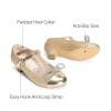 DREAM PAIRS Girls Dress Shoes Mary Jane Heel T-Strap Party Flower Wedding Princess Pumps for Little Big Kid(Gold)