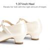 DREAM PAIRS Girls Dress Shoes Mary Jane Heel T-Strap Party Flower Wedding Princess Pumps for Little Big Kid(Ivory)