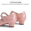 DREAM PAIRS Girls Dress Shoes Mary Jane Heel T-Strap Party Flower Wedding Princess Pumps for Little Big Kid(Nude)