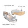 DREAM PAIRS Girls Dress Shoes Mary Jane Heel T-Strap Party Flower Wedding Princess Pumps for Little Big Kid(Silver)
