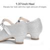 DREAM PAIRS Girls Dress Shoes Mary Jane Heel T-Strap Party Flower Wedding Princess Pumps for Little Big Kid(Silver)