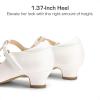 DREAM PAIRS Girls Dress Shoes Mary Jane Heel T-Strap Party Flower Wedding Princess Pumps for Little Big Kid(White)