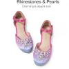 DREAM PAIRS Girls Dress Shoes Toddler Little Big Girls Heels Low Wedge Pumps with Pearls Rhinestone for Flower Girl Princess Wedding Party(Blue/Hot Pink)