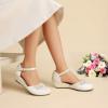 DREAM PAIRS Girls Dress Shoes Toddler Little Big Girls Heels Low Wedge Pumps with Pearls Rhinestone for Flower Girl Princess Wedding Party(Ivory)