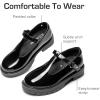 DREAM PAIRS Girls Mary Jane Dress Shoes Chunky Platform School Uniform Shoes T-Strap Oxfords Loafers Star Flats(All Black)