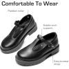DREAM PAIRS Girls Mary Jane Dress Shoes Chunky Platform School Uniform Shoes T-Strap Oxfords Loafers Star Flats(Black)