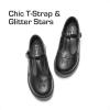 DREAM PAIRS Girls Mary Jane Dress Shoes Chunky Platform School Uniform Shoes T-Strap Oxfords Loafers Star Flats(Black Stars)
