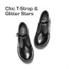 DREAM PAIRS Girls Mary Jane Dress Shoes Chunky Platform School Uniform Shoes T-Strap Oxfords Loafers Star Flats(Black-pu)