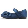 DREAM PAIRS Toddler Girls Dress Shoes Mary Jane Flats, Girls School Uniform Flats Bow Ballerina Shoes(Navy/Satin)