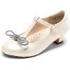 DREAM PAIRS Girls Dress Shoes Mary Jane Heel T-Strap Party Flower Wedding Princess Pumps for Little Big Kid(Ivory)