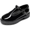 DREAM PAIRS Girls Mary Jane Dress Shoes Chunky Platform School Uniform Shoes T-Strap Oxfords Loafers Star Flats(All Black)