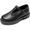 DREAM PAIRS Girls Mary Jane Dress Shoes Chunky Platform School Uniform Shoes T-Strap Oxfords Loafers Star Flats(Black)