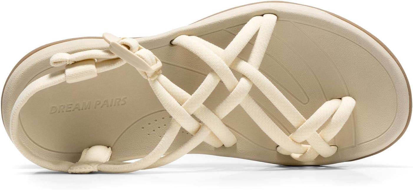 imageDREAM PAIRS Womens Walking Sandals With Arch Support Elastic Strap Summer Sport Athletic Casual Hiking Outdoor SandalNude