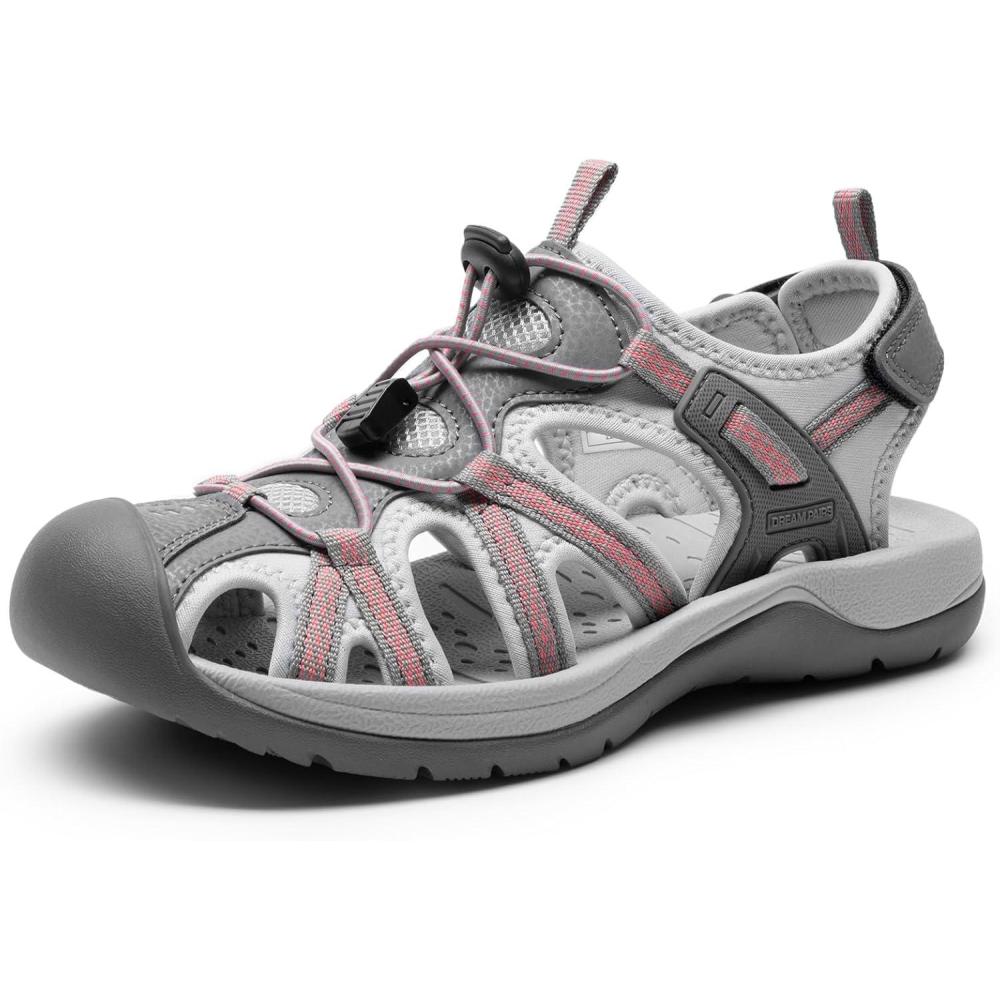imageDREAM PAIRS Womens Hiking Sandals Adventurous Summer Sports Shoes OutdoorGreyCoral