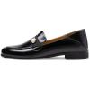 DREAM PAIRS Loafers for Women Slip On Comfortable Round Toe Casual Fashion Flats Dressy Shoes(Black/Patent/Leather)