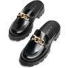 DREAM PAIRS Mules for Women Slip On Shoes Platform Thick Comfortable Women’s Chunky Flat Slides Slippers Loafers(Black)