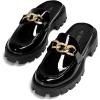 DREAM PAIRS Mules for Women Slip On Shoes Platform Thick Comfortable Women’s Chunky Flat Slides Slippers Loafers(Black-pat)