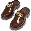 DREAM PAIRS Mules for Women Slip On Shoes Platform Thick Comfortable Women’s Chunky Flat Slides Slippers Loafers(Brown-pat)