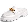 DREAM PAIRS Mules for Women Slip On Shoes Platform Thick Comfortable Women’s Chunky Flat Slides Slippers Loafers(White)