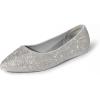 DREAM PAIRS Women’s Sole-Shine Rhinestone Ballet Flats Shoes(Silver-rhinestone)