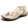 DREAM PAIRS Women’s Walking Sandals With Arch Support Elastic Strap Summer Sport Athletic Casual Hiking Outdoor Sandal(Nude)