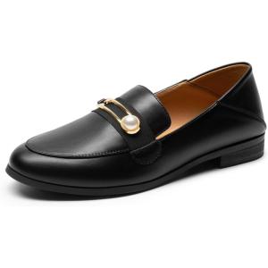 DREAM PAIRS Loafers for Women Slip On Comfortable Round Toe Casual Fashion Flats Dressy Shoes(Black-pu)