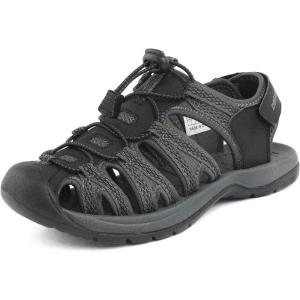 DREAM PAIRS Womens Closed Toe Hiking Summer Outdoor Sport Athletic Sandals(Black/Dark/Grey)