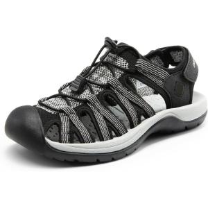DREAM PAIRS Womens Closed Toe Hiking Summer Outdoor Sport Athletic Sandals(Black-knit)