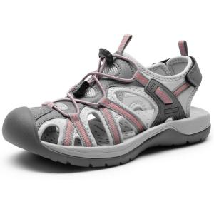 DREAM PAIRS Women’s Hiking Sandals Adventurous Summer Sports Shoes Outdoor(Grey/Coral)
