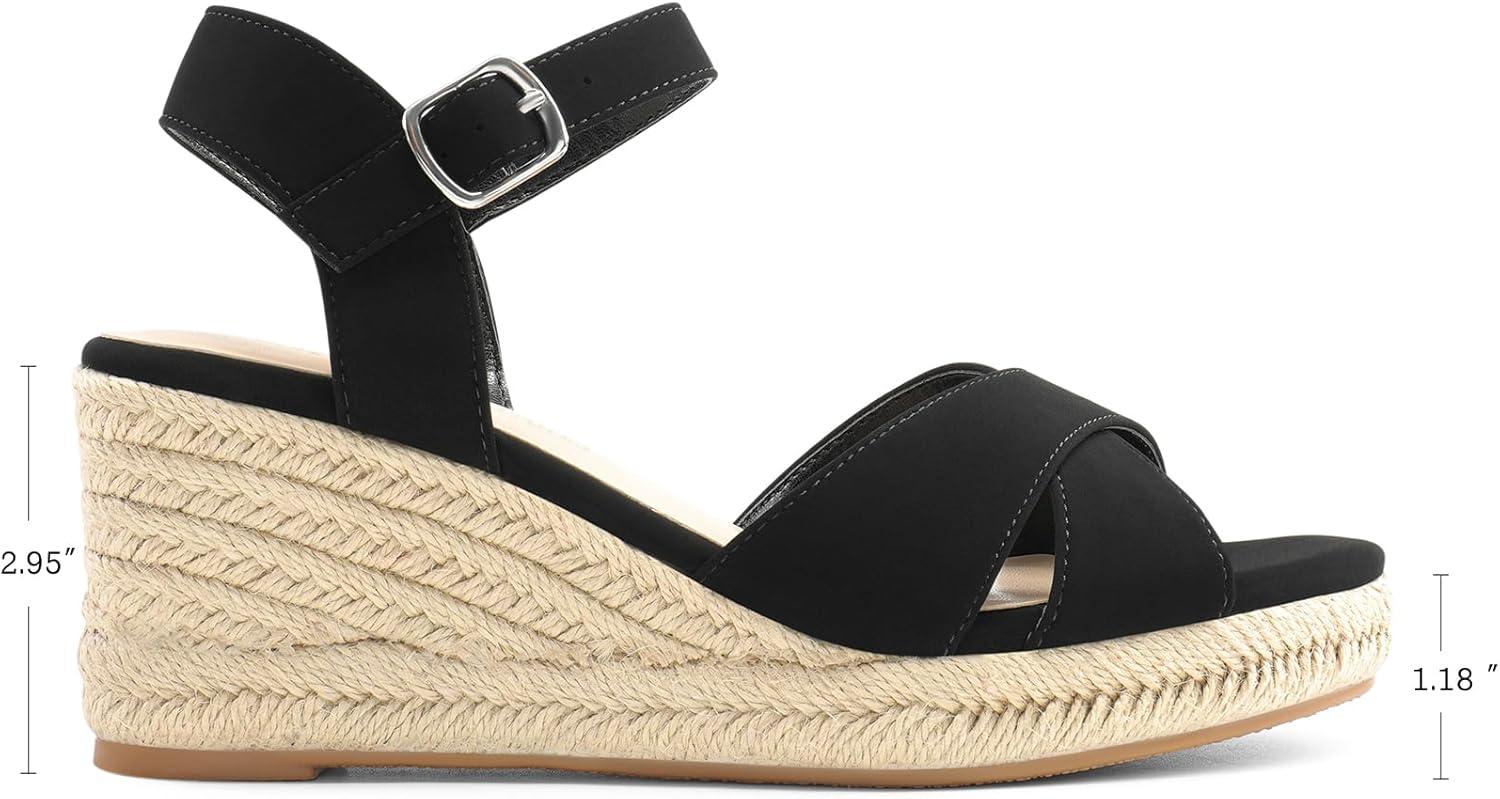 imageDREAM PAIRS Espadrille Dressy Wedge Sandals Womens Platform Sandals Casual Summer Comfortable High Heeled Wedges with Adjustable BuckleBlacknubuck
