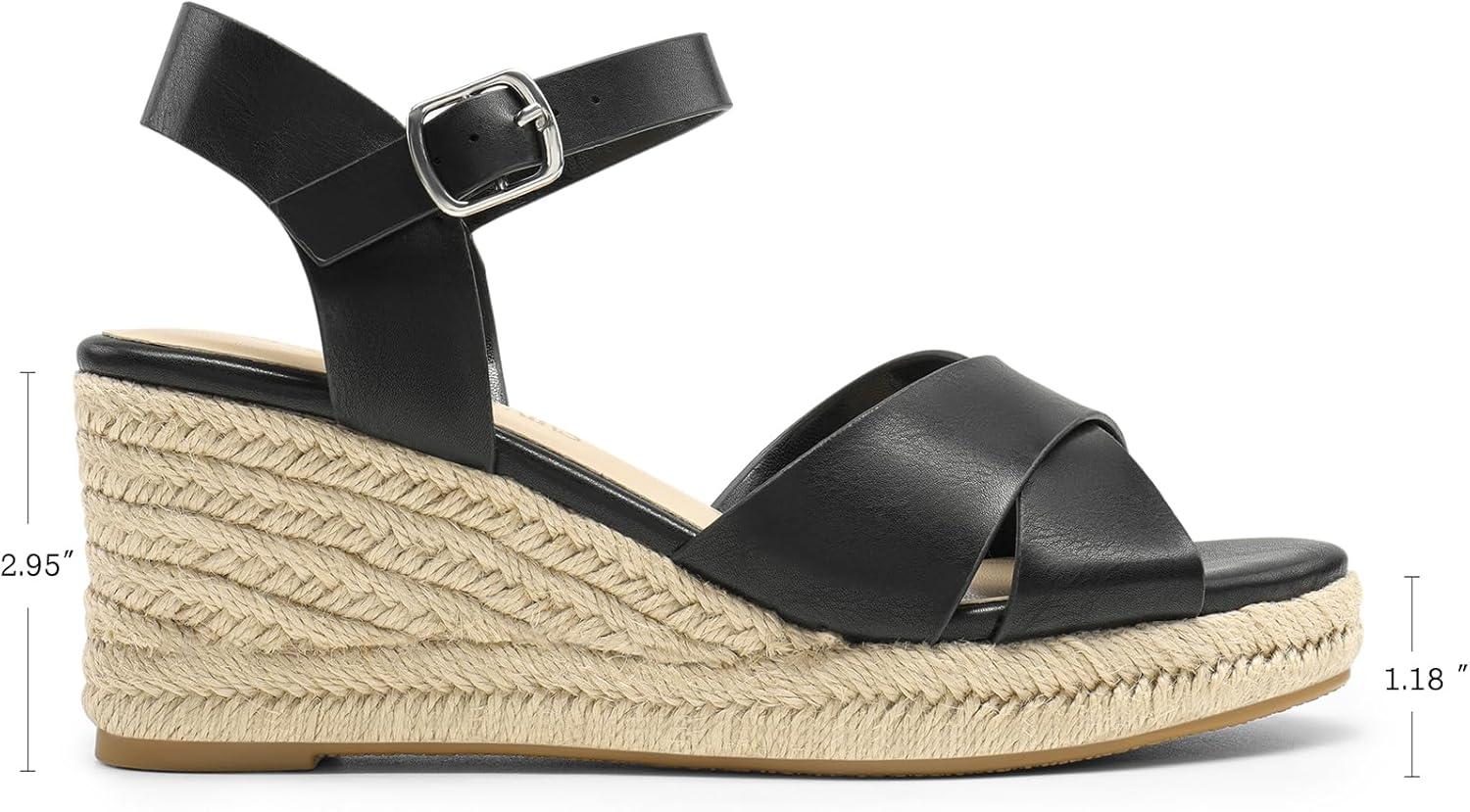 imageDREAM PAIRS Espadrille Dressy Wedge Sandals Womens Platform Sandals Casual Summer Comfortable High Heeled Wedges with Adjustable BuckleBlackpu