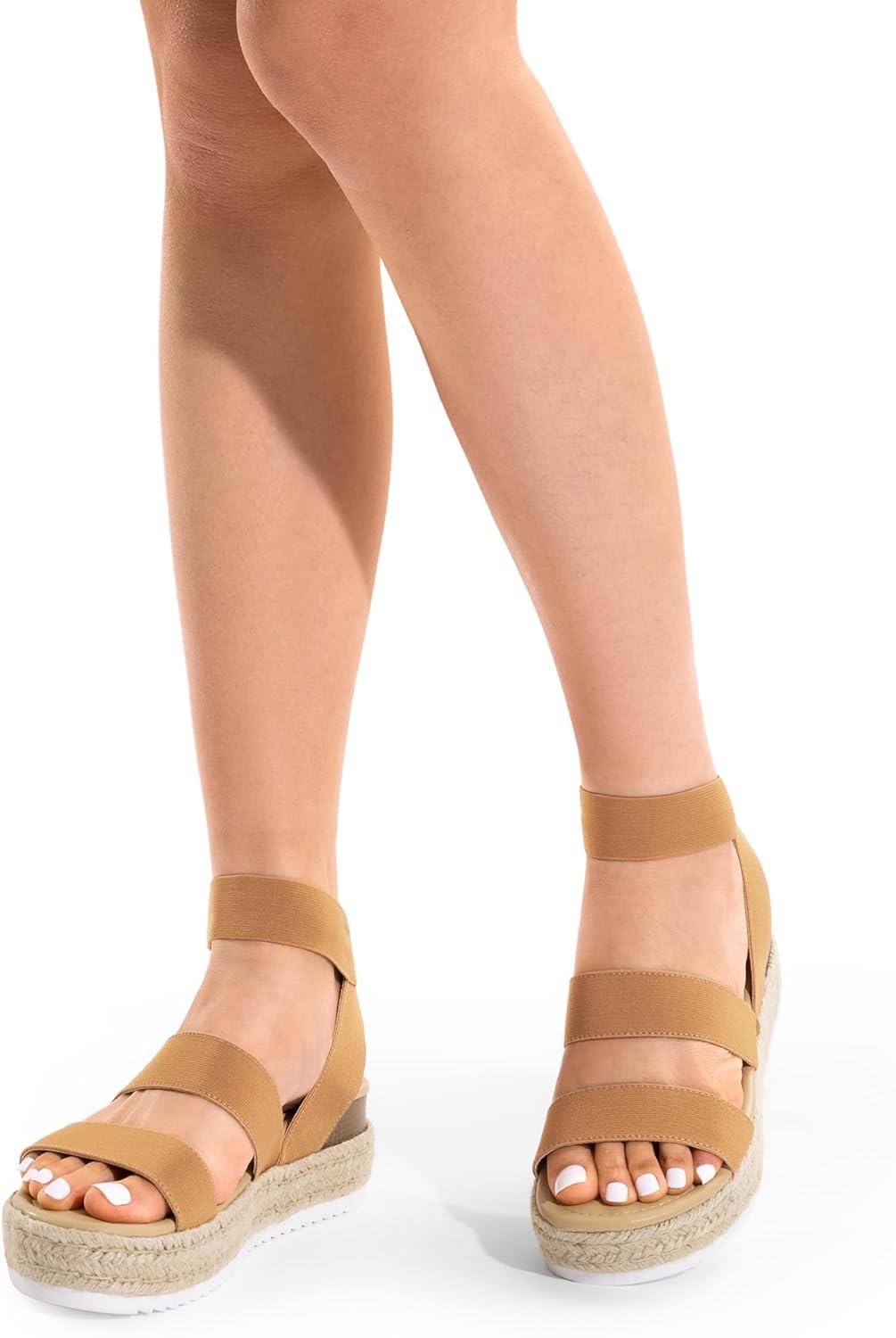 imageDREAM PAIRS Strappy Espadrille Platform Wedge Sandals for Women Dressy Summer Comfortable Open Toe Sandals with Cushioned Insole and Ankle Strap BuckleCamel