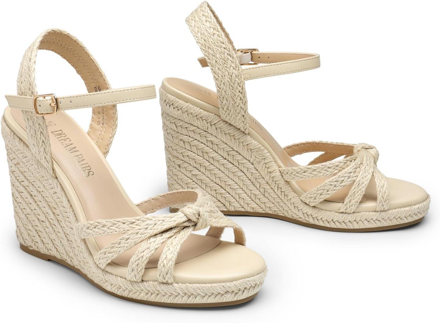 imageDREAM PAIRS Wedge Sandals for Women Dressy Summer Platform Espadrille Strappy Casual Braided Heels Comfortable with Open Toe and Ankle StrapBeigeraffia