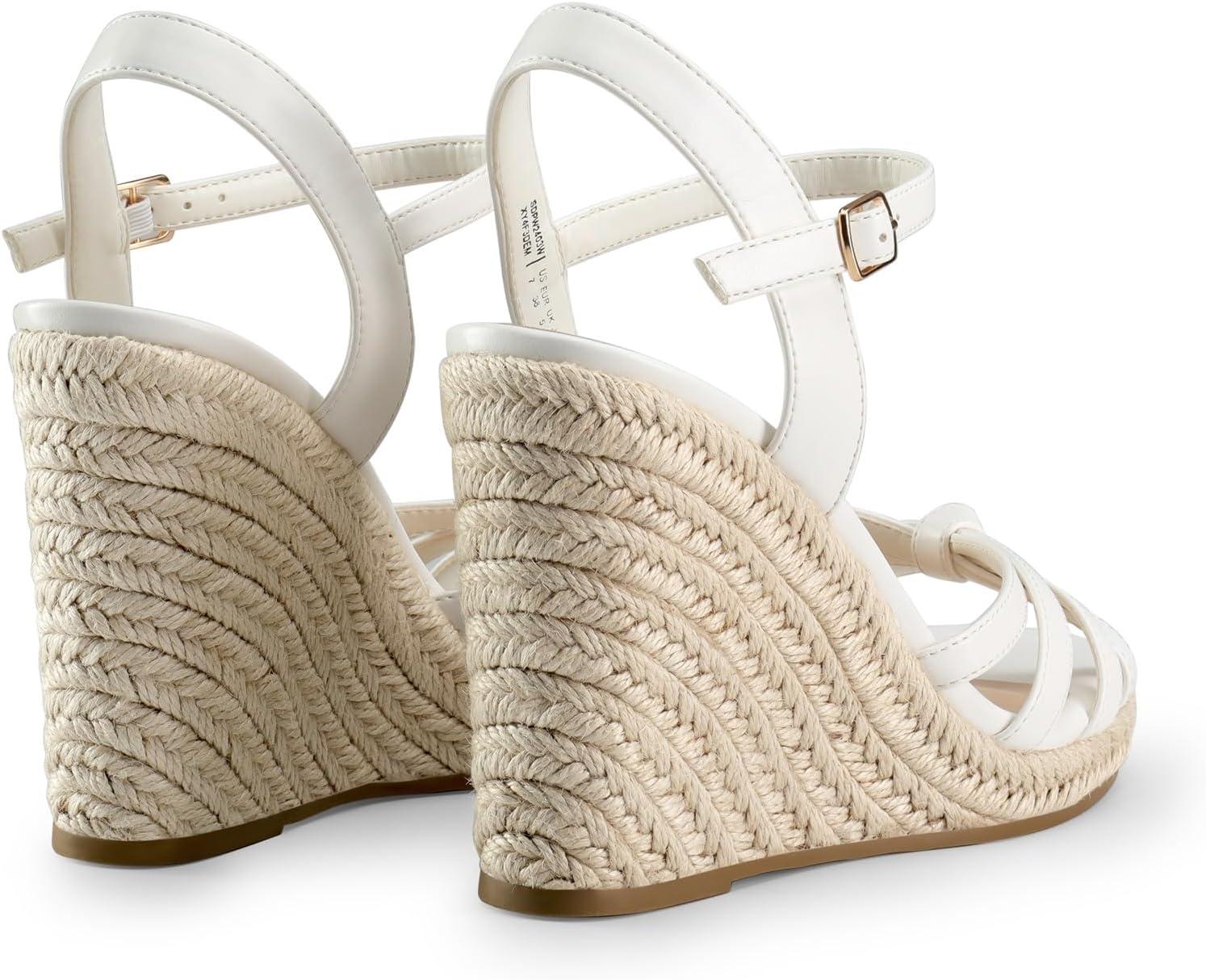 imageDREAM PAIRS Wedge Sandals for Women Dressy Summer Platform Espadrille Strappy Casual Braided Heels Comfortable with Open Toe and Ankle StrapWhitepu