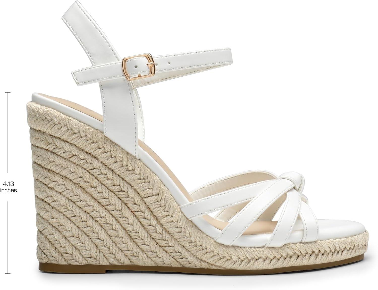 imageDREAM PAIRS Wedge Sandals for Women Dressy Summer Platform Espadrille Strappy Casual Braided Heels Comfortable with Open Toe and Ankle StrapWhitepu