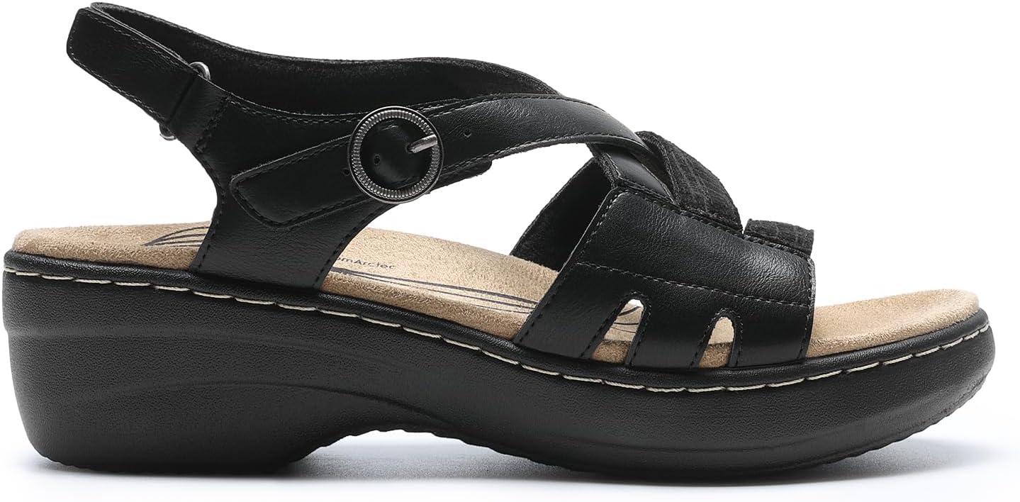 imageDREAM PAIRS Womens Comfortable Arch Support Wedge Sandals Open Toe Summer Walking ShoeBlack