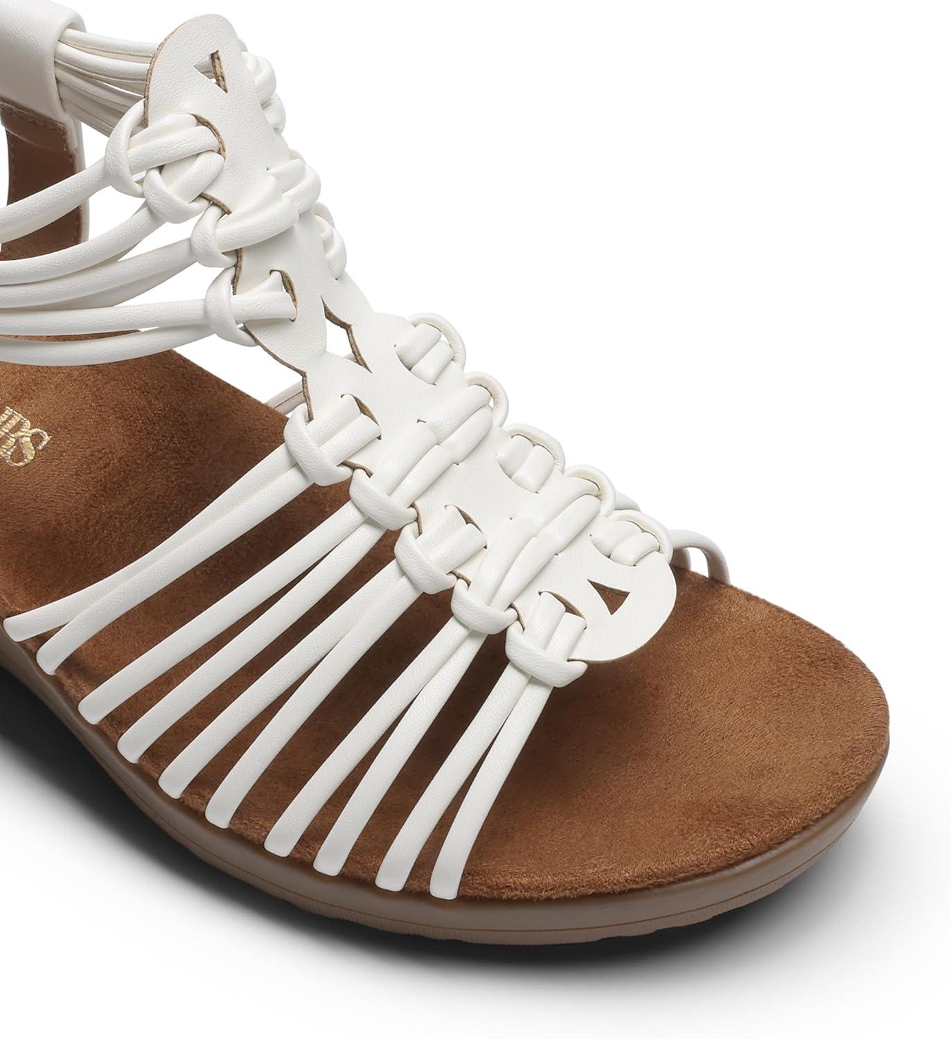 imageDREAM PAIRS Womens Comfortable Strappy Low Heel Open Toe SlipOn Wedge Sandals Arch Support for Summer Dressy ShoesWhite