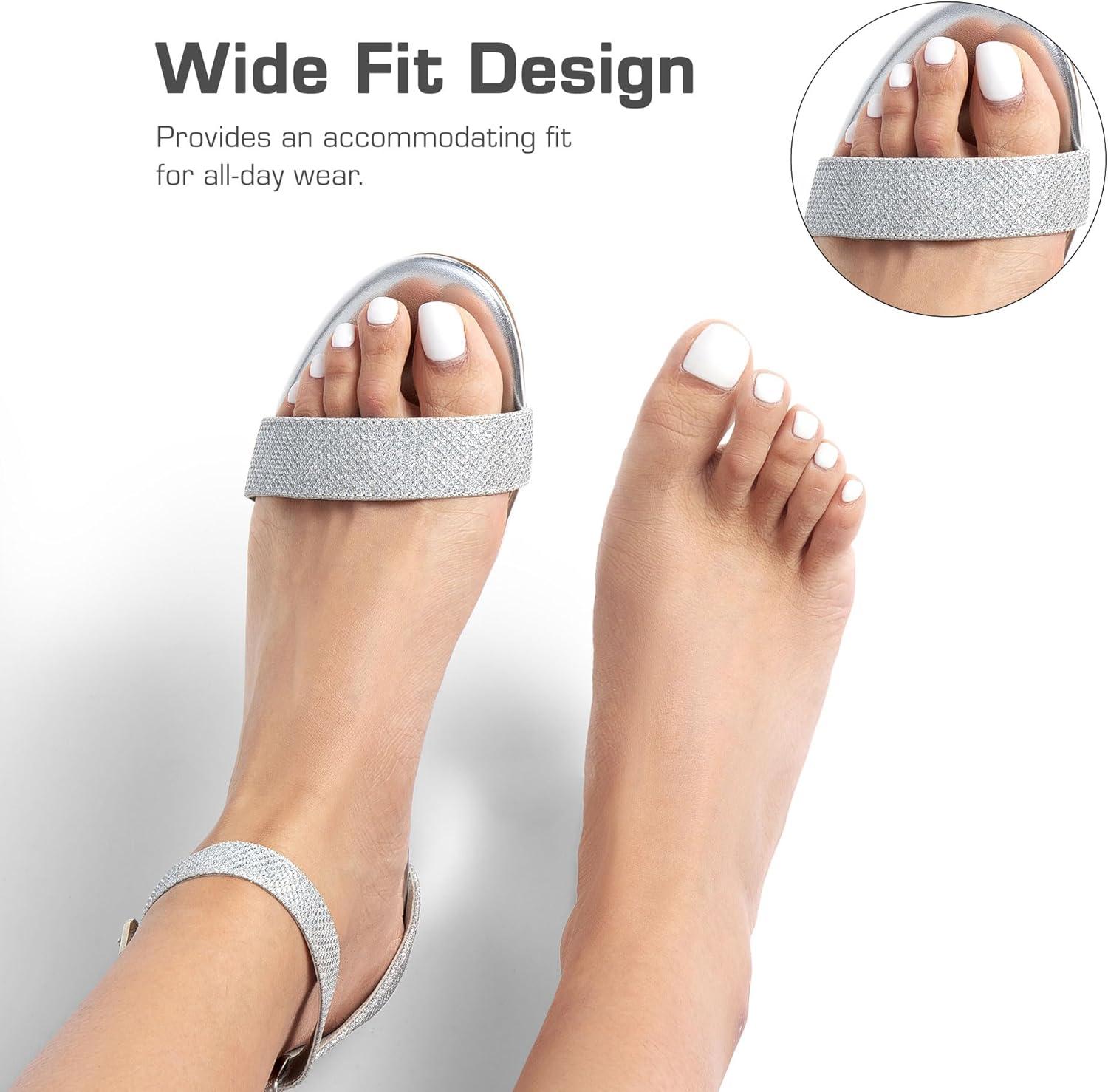 imageDREAM PAIRS Womens Ingrid Ankle Strap Low Wedge SandalSilver