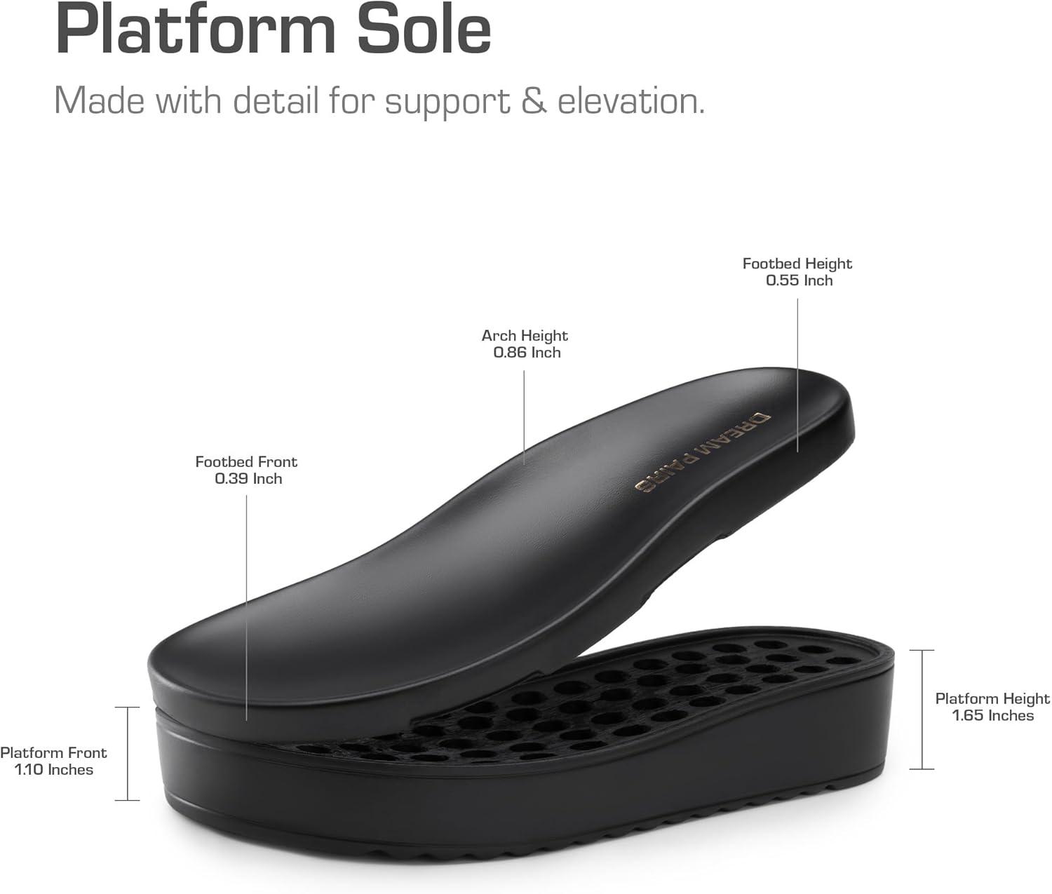 imageDREAM PAIRS Womens Low Wedge Sandals Comfortable Arch Support Platform Open toe Casual Dressy Flat Summer Sandals with Adjustable StrapsBlackpu