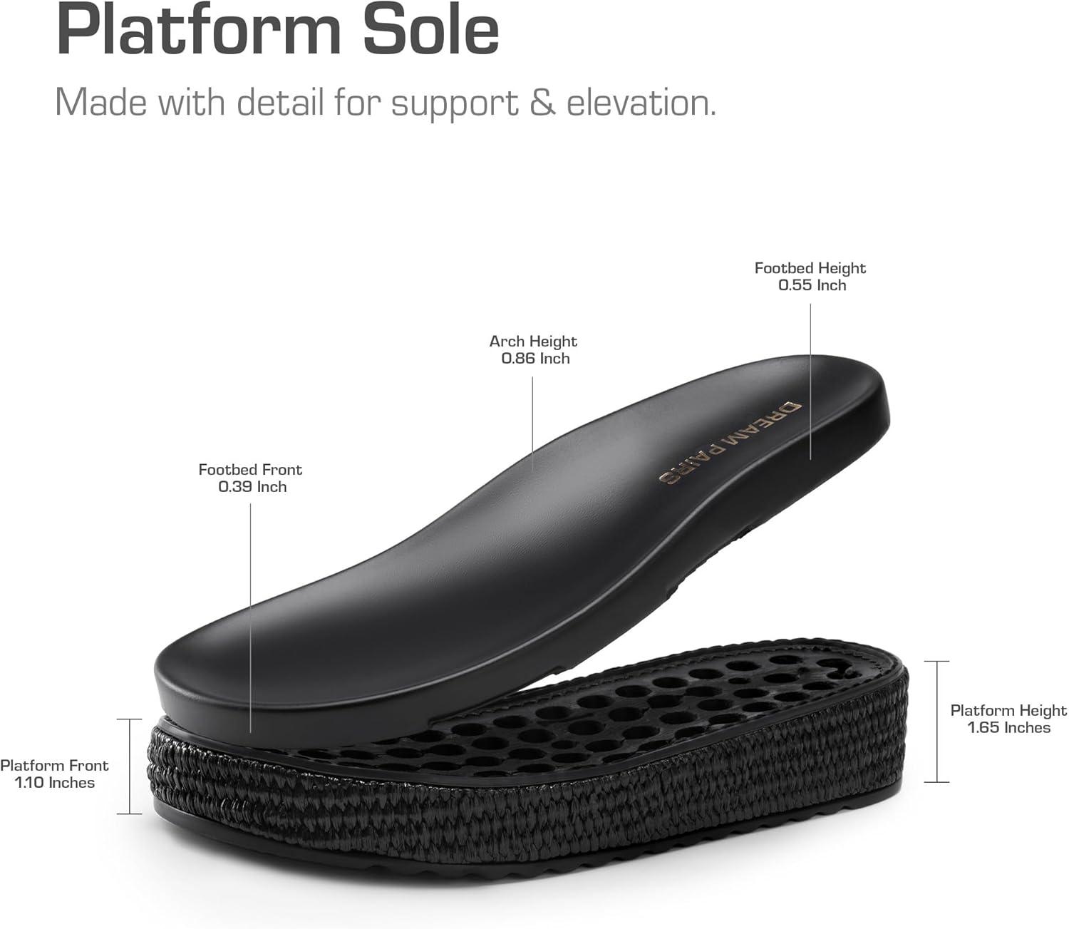 imageDREAM PAIRS Womens Low Wedge Sandals Comfortable Arch Support Platform Open toe Casual Dressy Flat Summer Sandals with Adjustable StrapsBlackraffia