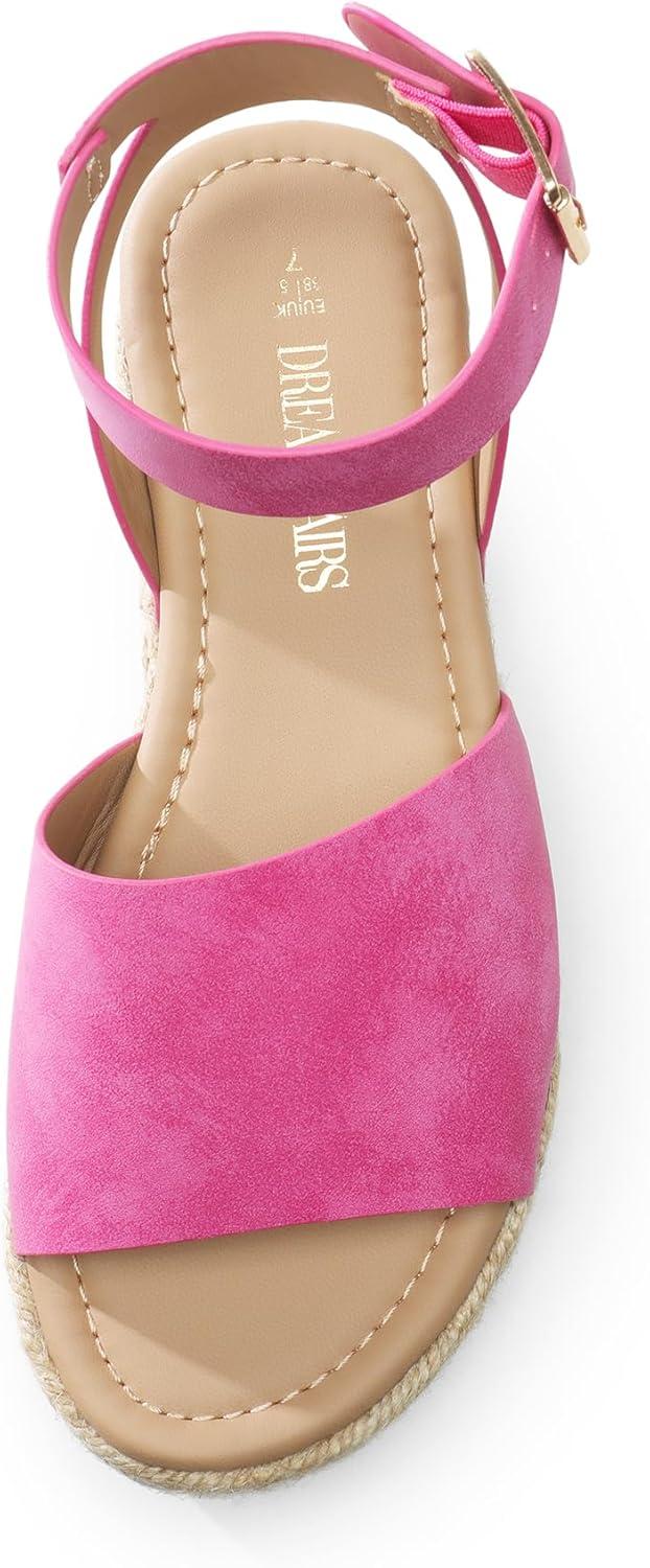 imageDREAM PAIRS Womens Platform Espadrilles Casual Ankle Strap Wedge Sandals Comfortable Dressy Summer ShoesHot Pink