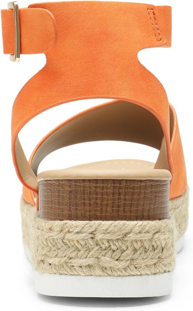 imageDREAM PAIRS Womens Platform Espadrilles Casual Ankle Strap Wedge Sandals Comfortable Dressy Summer ShoesOrange