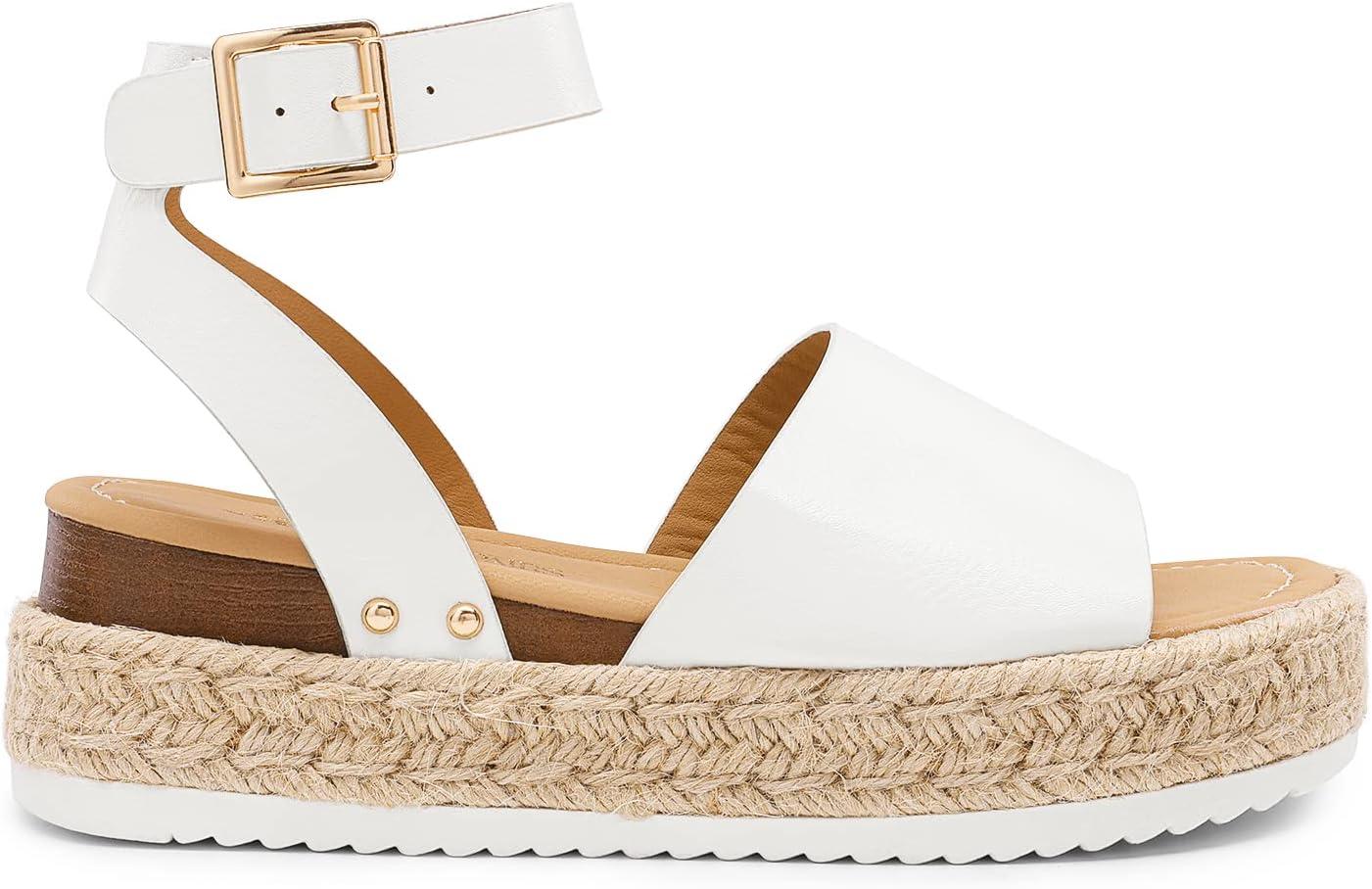 imageDREAM PAIRS Womens Platform Espadrilles Casual Ankle Strap Wedge Sandals Comfortable Dressy Summer ShoesWhitepu