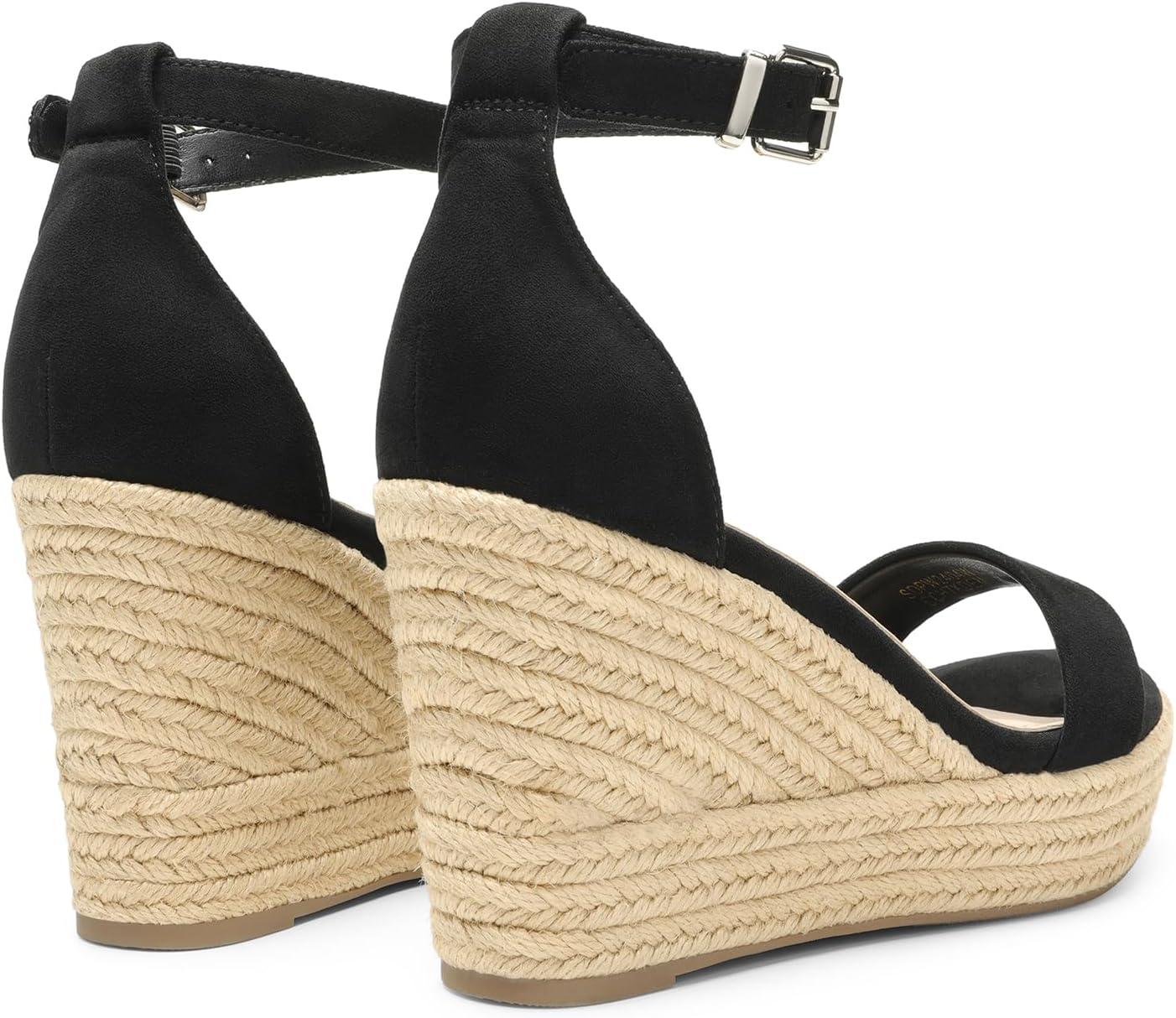 imageDREAM PAIRS Womens Platform Wedges Sandals Comfortable Open Toe Espadrilles Sandals Dressy Buckle Ankle Strap Summer ShoesBlack