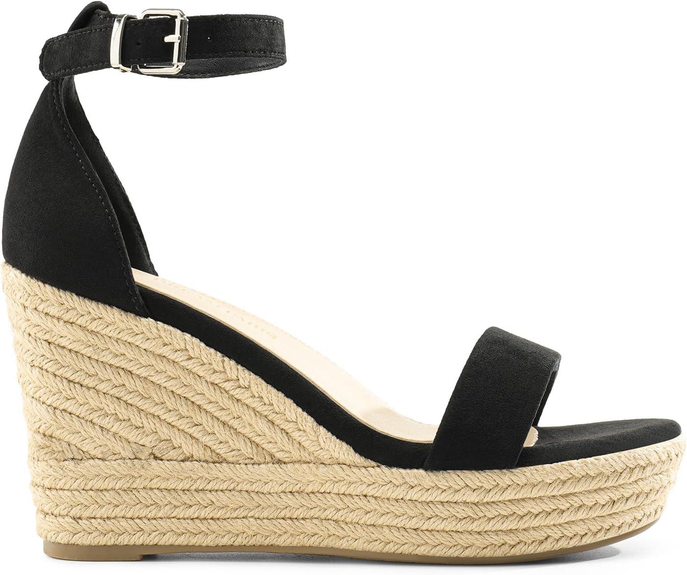 imageDREAM PAIRS Womens Platform Wedges Sandals Comfortable Open Toe Espadrilles Sandals Dressy Buckle Ankle Strap Summer ShoesBlack