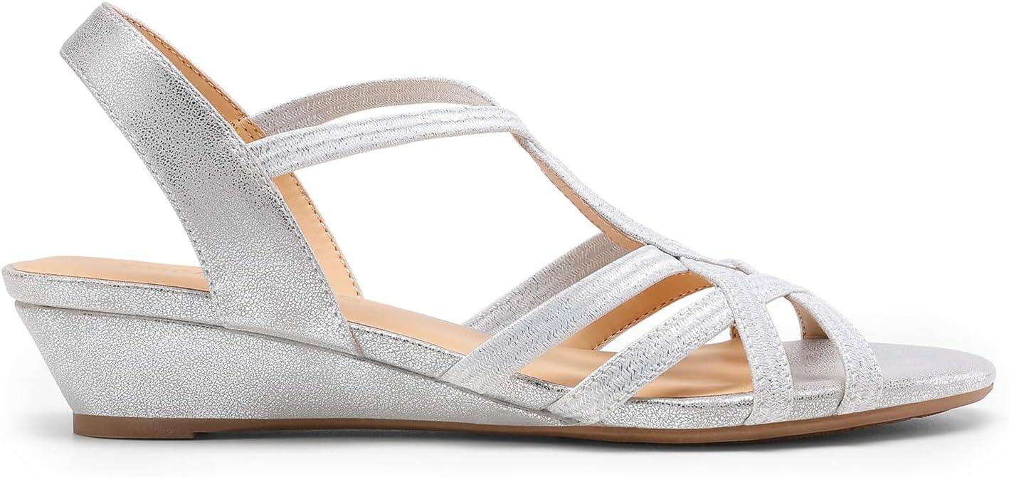 imageDREAM PAIRS Womens Strappy Wrapped Dressy Wedge Sandals Comfortable Low Heel Casual Summer ShoesSilver