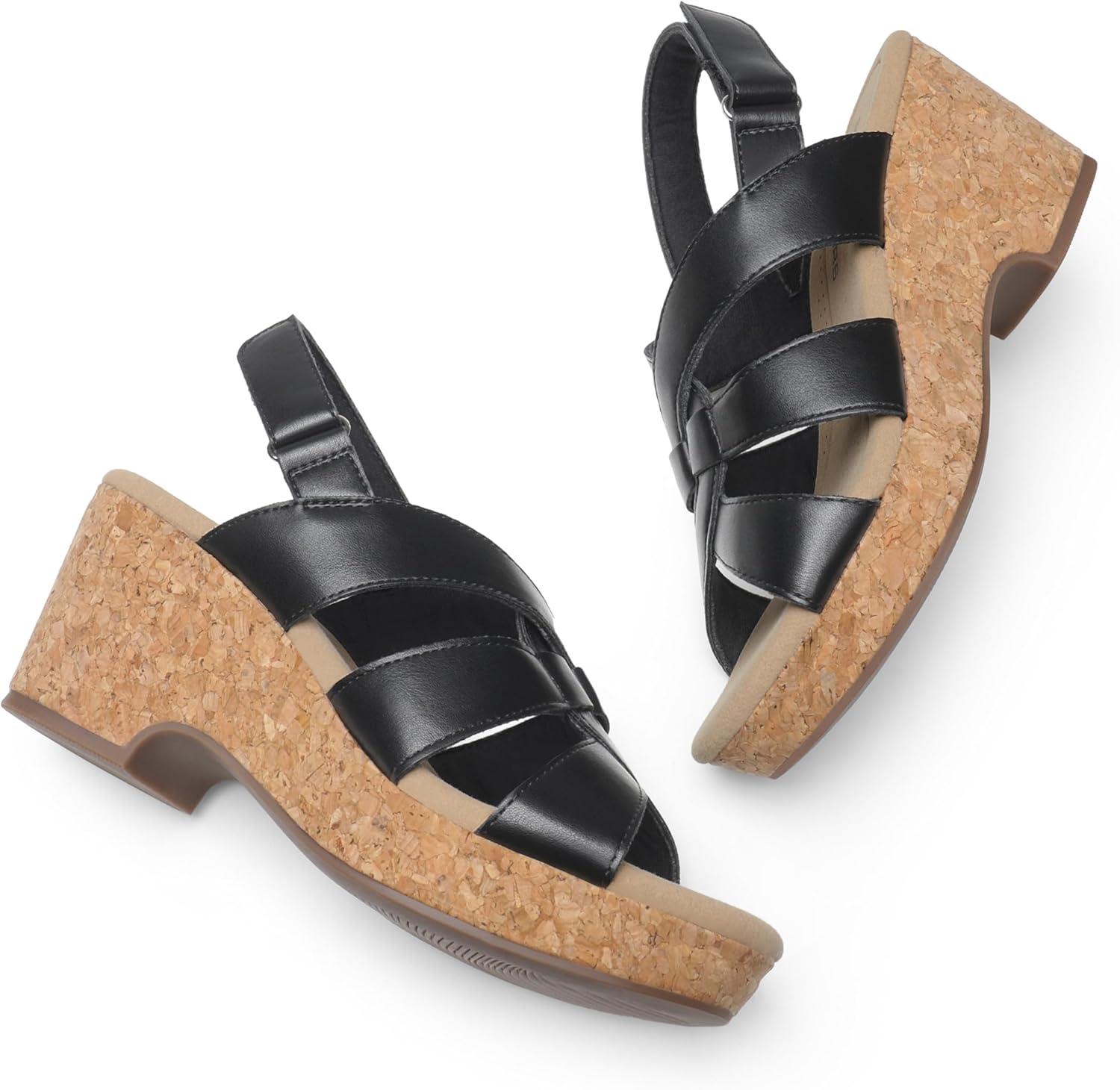 imageDREAM PAIRS Womens Wedge Sandals Comfortable Open Toe Platform Casual Dressy Cork Summer Dress ShoesBlack